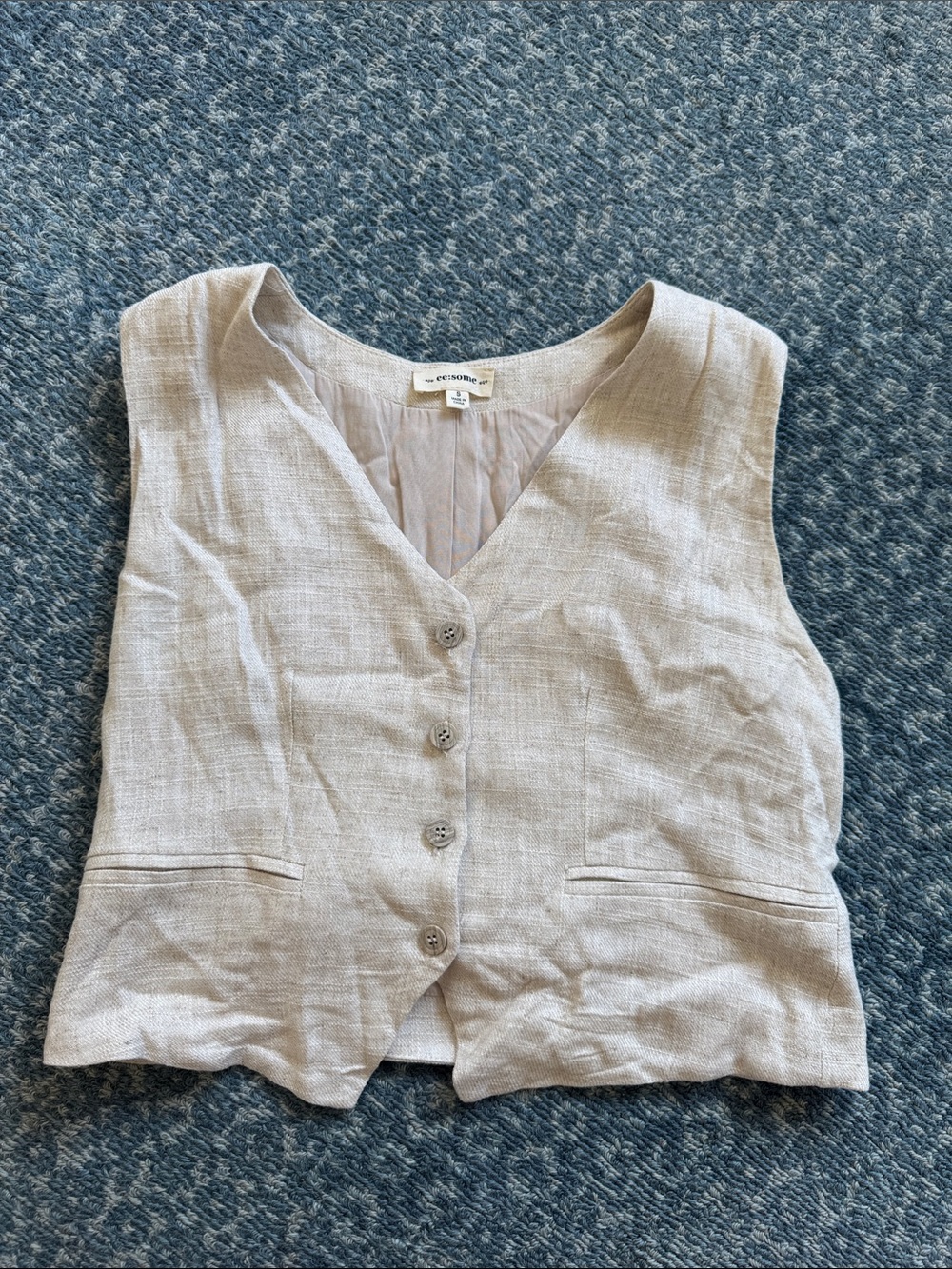 Cream Linen Vest